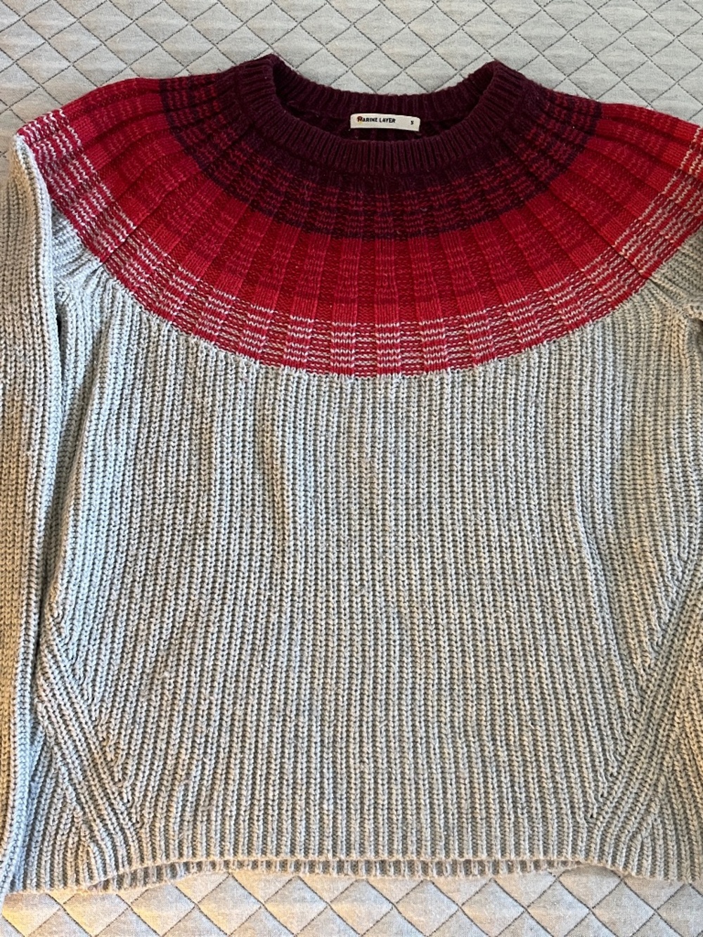 Marine Layer Sweater Women Red Sunburst Yoke Shaker Knit Cotton Wool - Size Smal